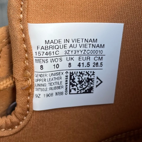 Converse Chuck Taylor All Star Waterproof Boot High Tan Leather Sneakers Men’s 8 - Picture 10 of 10